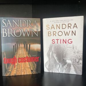 Book Lot (2) Sting and Tough Customer by Sandra Brown (Hardcover)